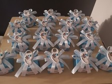 BOMBONIERA COMPLETA CALAMITA PIEDINO SCATOLA CUBO NASCITA BATTESIMO FESTA BIMBO