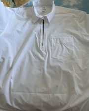 Camicia Uomo Zara Manica Corta Bianca Tg L Comfort Fit Cerniera Taschino