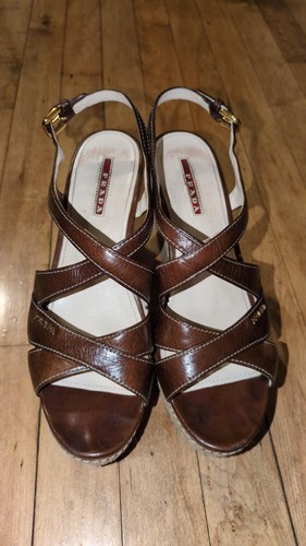Prada pelle verniciata zeppa - pelle,