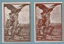 EI0219 Poster Francobollo Italia - Firenze 1911 - Circuito Aereo - rame e argento