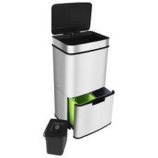 Ribelli Automatic Sensor Trash Bin Waste Bin Stainless Steel 72 Litri 4 Comparti