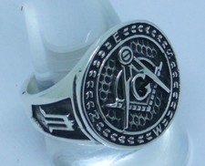 ANELLO MASSONICO IN ARGENTO 925 MASONIC KOMPASS RING IN SOLID STERLING SILVER