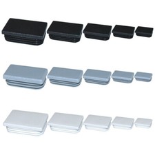 5x Tappi rettangolari alettati puntali plastica copriforo nero piede tubi sedia