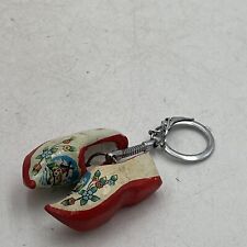 Vintage Holland Wooden Dutch Windmill Clog Shoe  Keychain Souvenir Hand Carved