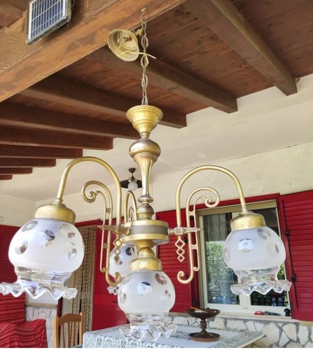 Lampadario ottone vintage - lampadario,