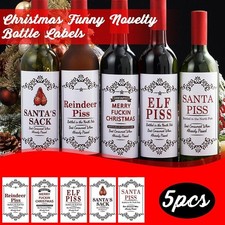 Etichette divertenti e originali per bottiglie di vino natalizie, adesivi person
