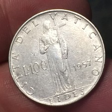 100 LIRE 1957 - CITTÀ DEL VATICANO - PAPA PIO XII