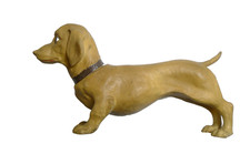 VECCHIO PUPAZZO IN GOMMA FISCHIO GIOCATTOLO CANE BASSOTTO ANNI '50 MARCATO ITALY