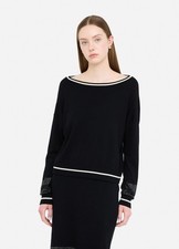 TF5210 03N66 MAGLIA DONNA LIU JO BETTER MAGLIETTA SHIRT WOMAN CON  STRASS NERO