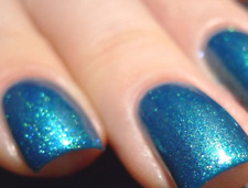 Smalto Unghia Effetto Gel Azzurro Petrolio Glitterato Brillante Rinforzante