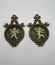 Coppia targhe da parete cherubino vintage cornici ovali figure angelo cupido Hong Kong