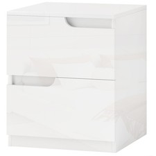 HOMCOM Comodino per Camera da Letto con 2 Cassetti in Legno 40x40x48 cm Bianco