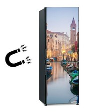Adesivo magnetico magnete frigo congelatore strada italiana città canale barca crepuscolo