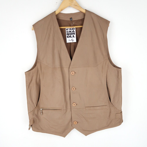 Gilet vintage pelle marrone - gilet,