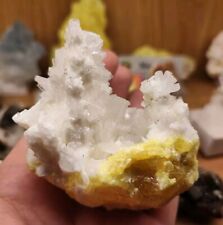 Raro minerale di zolfo con cristalli celesti traslucidi - miniera di Grasta, Sicilia