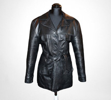 Giacca in pelle donna vintage con cintura originale anni 70