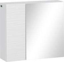 Mobile Bagno Con Specchio, 2 Ante E Ripiani Regolabili, Specchio Bagno Contenito