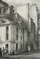 Parigi Antica Scuola Medicina Strada La Bûcherie Litografia Di 1839 Francia