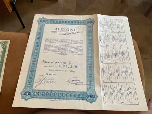 Certificato azionario 1963 - certificato,