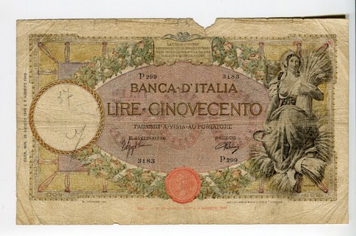 Banconota 500 lire mietitrice - 500,