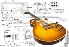 Plan of Gibson Les Paul '59 Chitarra Elettrica - Stampa Su Scala Completa