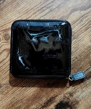 Portafoglio Harrods of London in pelle verniciata nera goffrata made in England usato in ottime condizioni