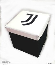POUFF FC JUVENTUS Contenitore Poggiapiedi Ecopelle Quadrato Seduta Panca Baule