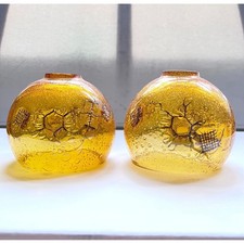 Coppia paralumi lampada a sospensione Mid-Century in vetro ambrato a bolle stile Murano 5"