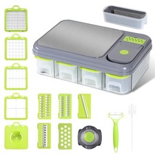 Tagliere Tritatutto per Verdure 12 in 1 con Contenitore, Gadget da Cucina e Ac...