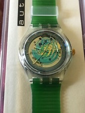 Orologio da polso SWATCH automatico TIME TO MOVE (SAK102)-NUOVO/NOS-Verde/Blu-Mondo-L@@K!