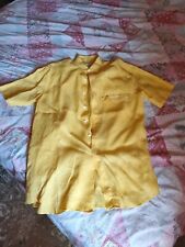 Camicia Lino 100% Giallo Canarino Tg 41 Vintage uomo 