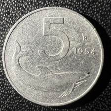 5 lire Italiane delfino 1954