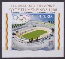 Bandiere stadio olimpiadi sport calcio Messico 1968 architettura m/s MNH