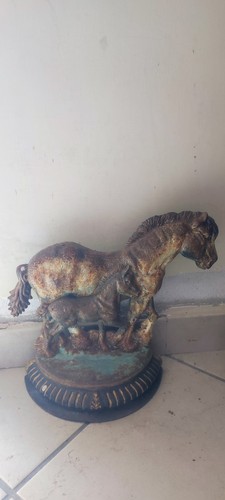 Fermaporta ghisa con cavalli - fermaporta,