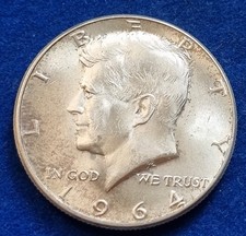 MONETA COIN UNITED STATES AMERICA U.S.A. HALF DOLLAR 1964 ½ KENNEDY SILVER JFK $