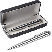 Charles Dickens® Penna A Sfera OLIVER Argento/Nero Incisione Laser Incisa