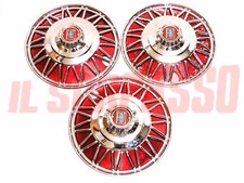 3 COPPE RUOTA BORCHIE CERCHI FUORISERIE ROSSE FIAT 500 600 1100 103 TV ORIGINALI