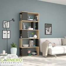 Libreria moderna scaffale legno TAPE Gihome ® rovere/nero mensola design ufficio