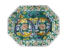 Centrotavola piatto vassoio decorato a mano in ceramica di Caltagirone L. 30 cm