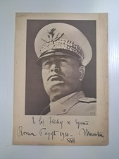 Stampa su cartoncino il Duce a mezzo busto in uniforme con dedica alla frecce