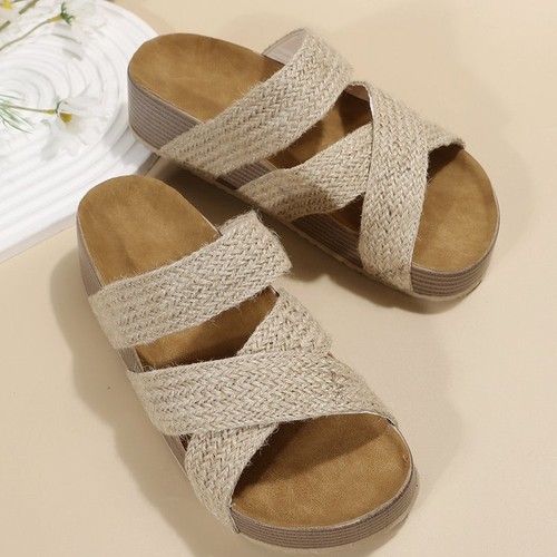 Sandali donna plateau tessuto