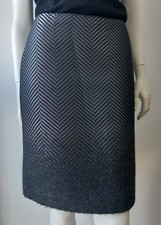 Gonna INTREND by Max Mara 34 36 nero argento grigio sfumato motivo spina di pesce