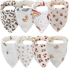 Bavaglino Neonato Bavaglini Bandana, 8 Pezzi Bavaglini Cotone Con 2 Bottoni a Pr