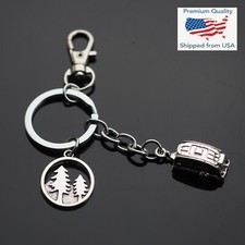 Portachiavi ciondolo vintage rimorchio camper campeggio foresta pino