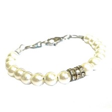 Bracciale perle bianche con zirconi da donna uomo braccialetto con charms di
