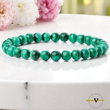 BRACCIALE UOMO DONNA MALACHITE PIETRE DURE NATURALI DIAMETRO PIETRE 6 MM ViP