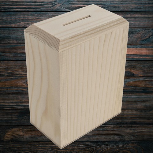 Plain wooden money box piggy - money,