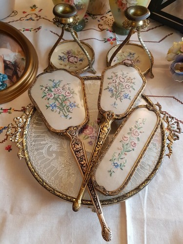 Vintage petitpoint round - vintage,