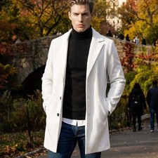 Cappotto Uomo Bianco Elegante