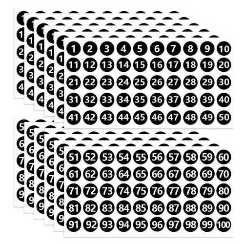 Numeri adesivi 100 12 fogli - numeri,